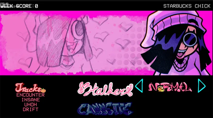 Week select in fnf baddies vs stalker cassette girl jazz