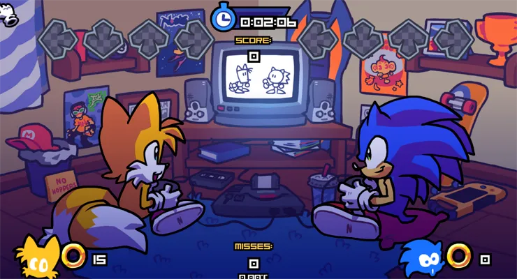 Arrow notes scrolling in FNF Sonic The Funk