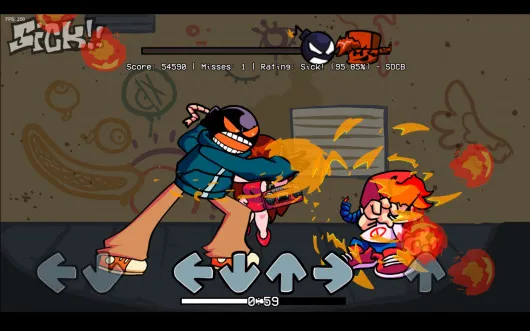 WASD and arrow keys in FNF Whitty vs Boyfriend Fire Fight